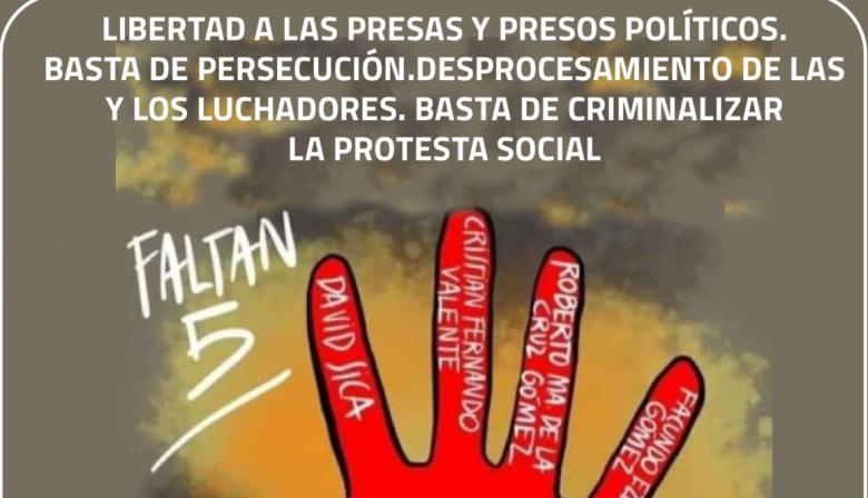 Gacetilla 4-7-2024- Convocatoria en La Plata por la liberación de las 4 personas detenidas por la Ley Bases Jueves 11/7 - 11hs - 7y50.